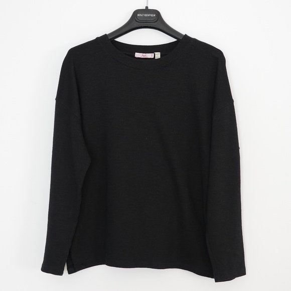 Holt Renfrew/HR2 Woman Black Crew Neck Jersey Sweater Cotton Blend Size M - Picture 1 of 8